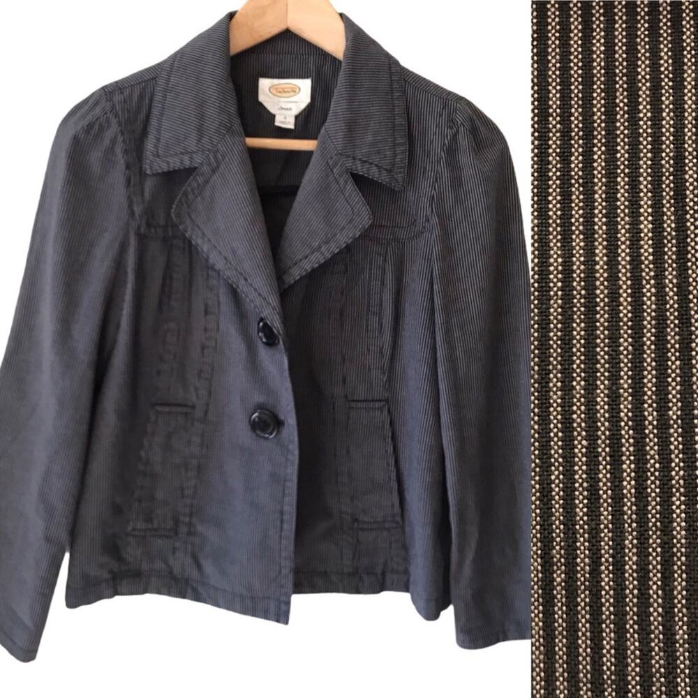 Talbots Blazer Striped 4 Gray Black 4